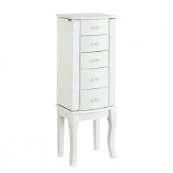 Janice White Jewelry Armoire with Plush Pink Lining by Powell Company