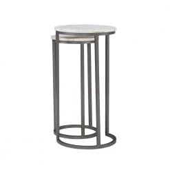 Cosimo 16.5 in. Wide White 31 in. High Round Mango Wood Nesting Tables by Powell Company 11 Cosimo 16.5 in. Wide White 31 in. High Round Mango Wood Nesting Tables by Powell Company -Powell Company Shop white powell company nesting tables hd1685nt21 4f 1000