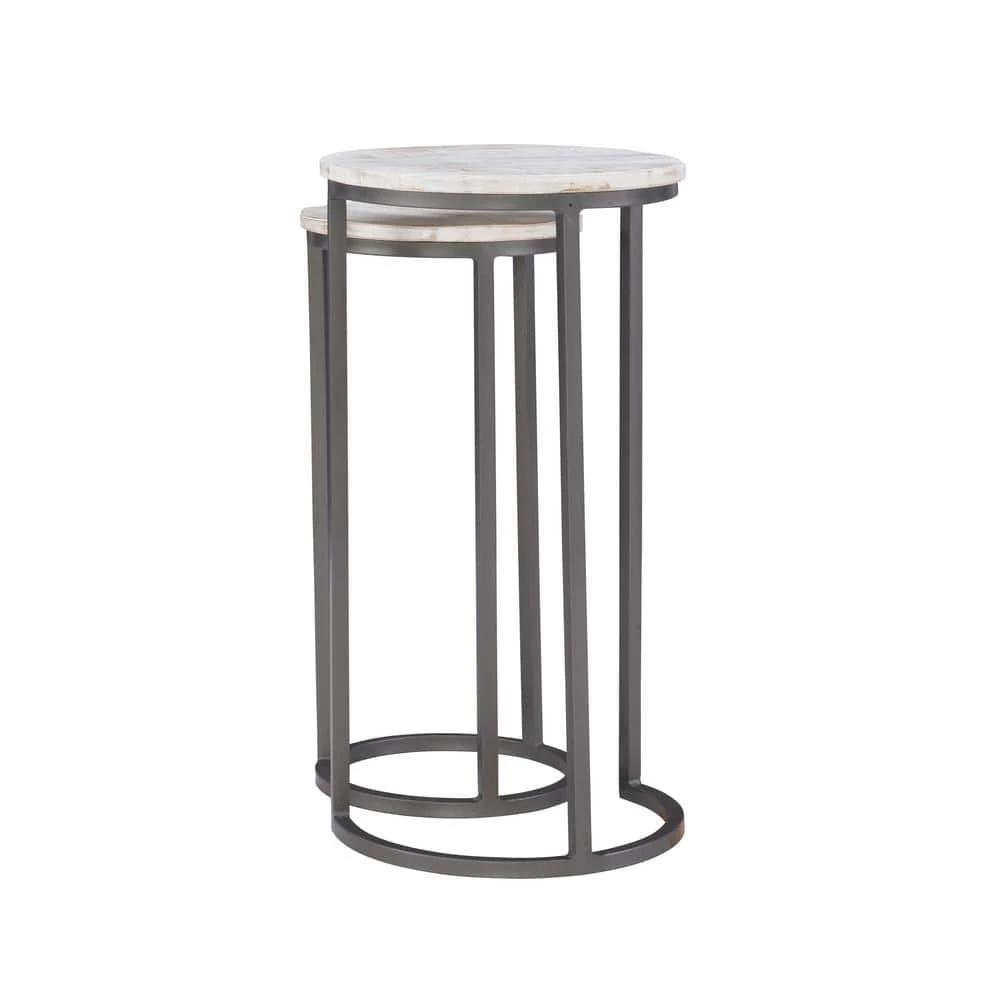 Cosimo 16.5 in. Wide White 31 in. High Round Mango Wood Nesting Tables by Powell Company 6 Cosimo 16.5 in. Wide White 31 in. High Round Mango Wood Nesting Tables by Powell Company - Image 4