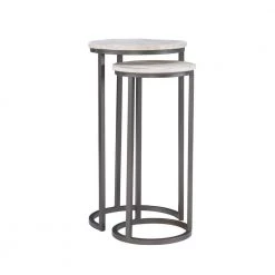 Cosimo 16.5 in. Wide White 31 in. High Round Mango Wood Nesting Tables by Powell Company