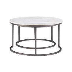 Cosimo 31 in. Length White 18 in. High Round Mango Wood Nesting Coffee Tables by Powell Company -Powell Company Shop white powell company nesting tables hd1687ct21 1f 1000