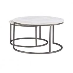 Cosimo 31 in. Length White 18 in. High Round Mango Wood Nesting Coffee Tables by Powell Company -Powell Company Shop white powell company nesting tables hd1687ct21 4f 1000