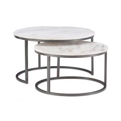 Cosimo 31 in. Length White 18 in. High Round Mango Wood Nesting Coffee Tables by Powell Company