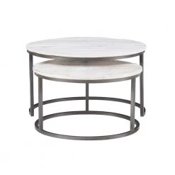 Cosimo 31 in. Length White 18 in. High Round Mango Wood Nesting Coffee Tables by Powell Company -Powell Company Shop white powell company nesting tables hd1687ct21 c3 1000