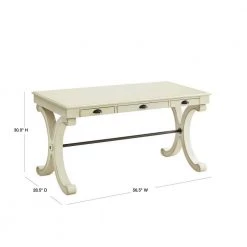 56.5 in. White Rectangular 3 -Drawer Writing Desk with X-side Panels by Powell Company -Powell Company Shop white powell company writing desks hd1029a19w 40 1000