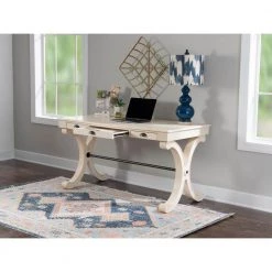 56.5 in. White Rectangular 3 -Drawer Writing Desk with X-side Panels by Powell Company -Powell Company Shop white powell company writing desks hd1029a19w 44 1000