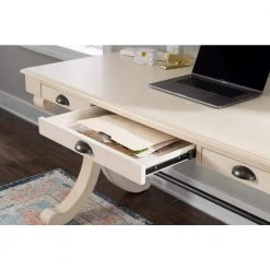 56.5 in. White Rectangular 3 -Drawer Writing Desk with X-side Panels by Powell Company -Powell Company Shop white powell company writing desks hd1029a19w 77 1000