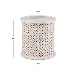 Elia 17 in. Wide White Wash 18 in. High Solid Mango Wood Side Table with Hand Finished Distressing by Powell Company -Powell Company Shop white wash powell company end side tables hd1704st21 1f 1000