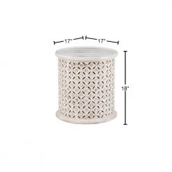 Elia 17 in. Wide White Wash 18 in. High Solid Mango Wood Side Table with Hand Finished Distressing by Powell Company -Powell Company Shop white wash powell company end side tables hd1704st21 40 1000