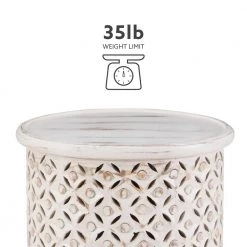 Elia 17 in. Wide White Wash 18 in. High Solid Mango Wood Side Table with Hand Finished Distressing by Powell Company -Powell Company Shop white wash powell company end side tables hd1704st21 4f 1000