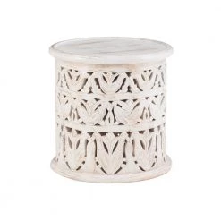 Serena 17 in. Wide White Wash 17 in. High Solid Mango Wood Side Table with Hand Finished Distressing by Powell Company