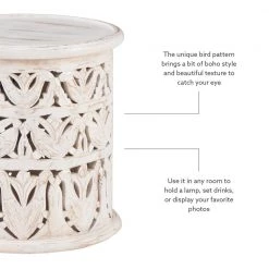 Serena 17 in. Wide White Wash 17 in. High Solid Mango Wood Side Table with Hand Finished Distressing by Powell Company -Powell Company Shop white wash powell company end side tables hd1705st21 c3 1000