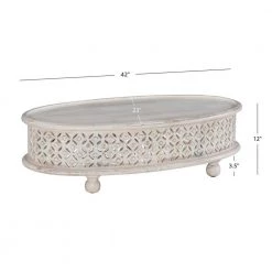 Elia 42 in. White 12 in. H Oval Hand-Carved Mango Wood Coffee Table by Powell Company 16 Elia 42 in. White 12 in. H Oval Hand-Carved Mango Wood Coffee Table by Powell Company -Powell Company Shop whitewash powell company coffee tables hd1717ct21 44 1000