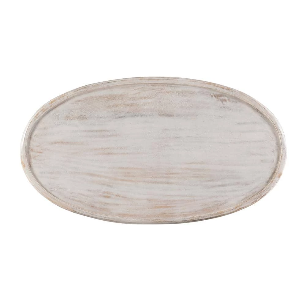Elia 42 in. White 12 in. H Oval Hand-Carved Mango Wood Coffee Table by Powell Company 5 Elia 42 in. White 12 in. H Oval Hand-Carved Mango Wood Coffee Table by Powell Company - Image 3