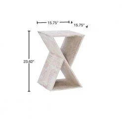 Tim 15.75 in. Whitewash 23.625 in. H Square Wood End Table with Rough Sown Mango Wood by Powell Company -Powell Company Shop whitewash powell company end side tables hd1675st21 40 1000