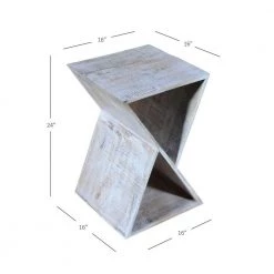 Tim 15.75 in. Whitewash 23.625 in. H Square Wood End Table with Rough Sown Mango Wood by Powell Company -Powell Company Shop whitewash powell company end side tables hd1675st21 4f 1000
