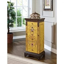 Masterpiece Antique Parchment Hand Painted Jewelry Armoire by Powell Company -Powell Company Shop yellow powell company jewelry armoires 582 314 31 1000
