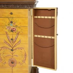 Masterpiece Antique Parchment Hand Painted Jewelry Armoire by Powell Company -Powell Company Shop yellow powell company jewelry armoires 582 314 40 1000