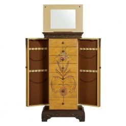 Masterpiece Antique Parchment Hand Painted Jewelry Armoire by Powell Company -Powell Company Shop yellow powell company jewelry armoires 582 314 77 1000